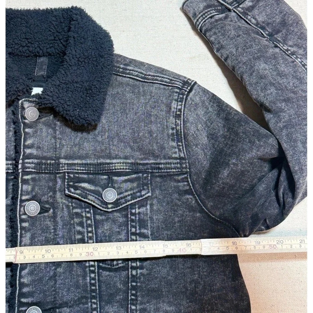 Abercrombie Kids Denim Jacket 11/12 Sherpa Lined Acid Wash Black 232-722-0344